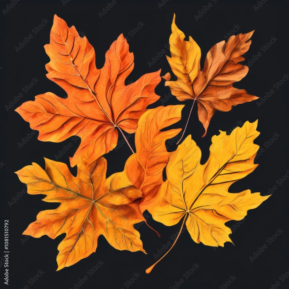 Fototapeta premium the AI Image Generator, red, orange, yellow, and green leaves are arranged against