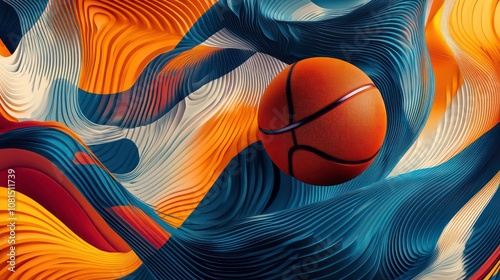 Fathers day card mockup, Abstract basketball art with vibrant colors and dynamic lines. A perfect image for sports and energy themes.