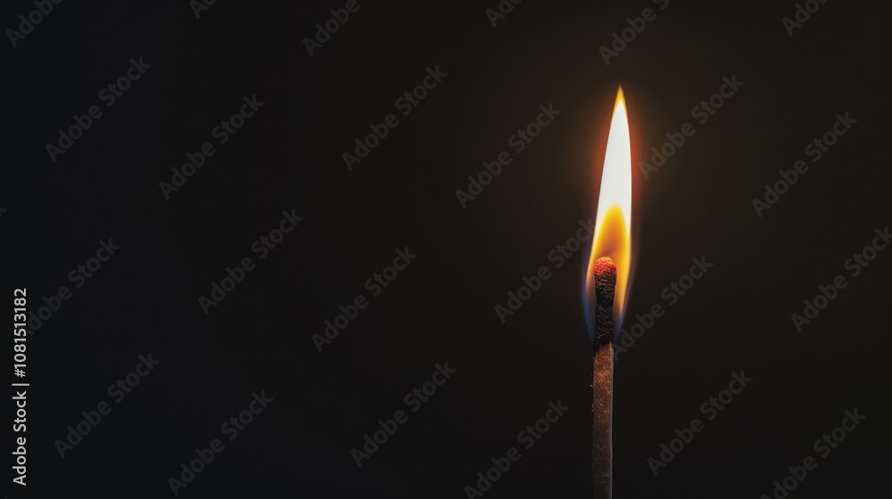A single lit match on a solid black background representing the spark of diversity, Emphasizing the igniting power of diverse ideas and perspectives, minimalistic style A single lit match on a solid black background representing the spark of diversity, Emphasizing the igniting power of diverse ideas and perspectives, minimalistic style
