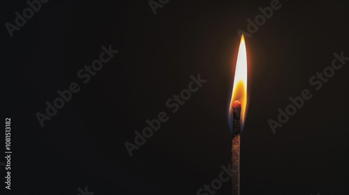 A single lit match on a solid black background representing the spark of diversity, Emphasizing the igniting power of diverse ideas and perspectives, minimalistic style