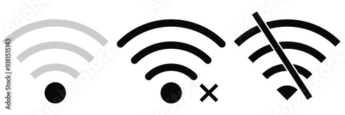 Disconnect wifi icon set.  Lost wireless fidelity connection sign symbol. vector design eps 10.