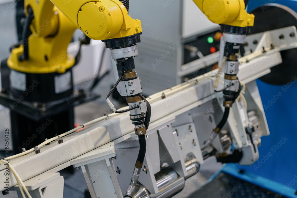 robot arm working in car factory