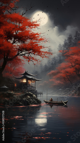 sunset in the forest