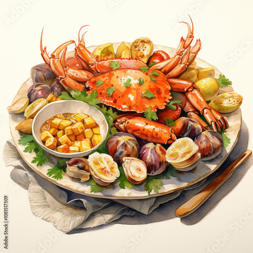 grilled shrimps with lemon and salad