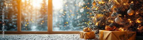 Create a stunning barebranch christmas tree decorated with tiny white fairy lights for a magical holiday atmosphere photo