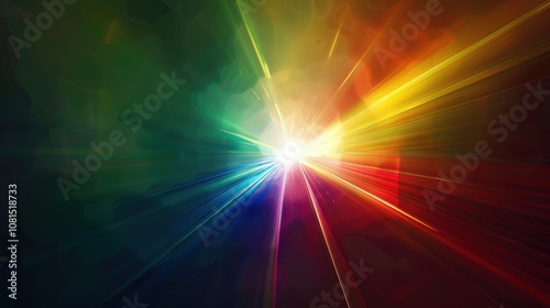 A spectrum of light rays converging into a central point, symbolizing the clarity and unity achieved through diverse perspectives, photography style