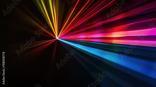 A spectrum of light rays converging into a central point, symbolizing the clarity and unity achieved through diverse perspectives, photography style