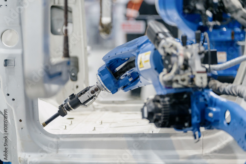 robot arm working in car factory