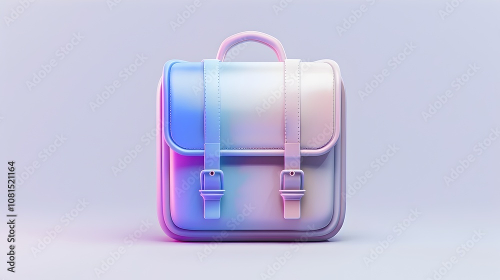 Minimalist 3D Icon of Classic Library Book Bag with Smooth Color Gradients on White Background Minimalist 3D Icon of Classic Library Book Bag with Smooth Color Gradients on White Background