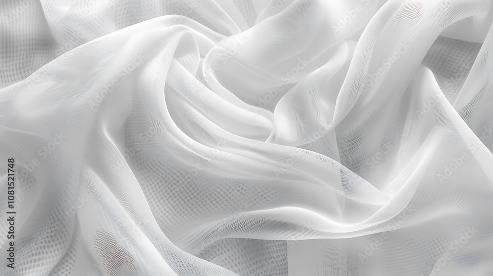 Obraz premium Close-up of textured white fabric in a swirling, rose-like formation
