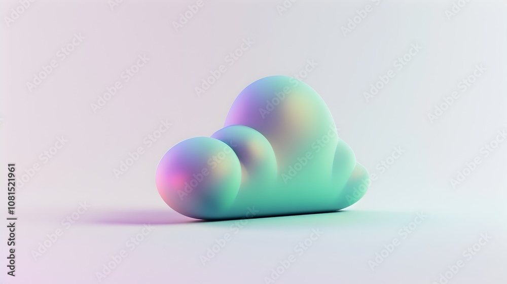 Minimalist 3D Weather Cloud Icon with Smooth Gradient Colors on White Background Minimalist 3D Weather Cloud Icon with Smooth Gradient Colors on White Background