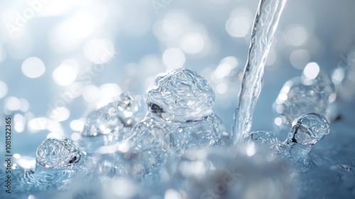 Wallpaper Mural Closeup of water droplets with a stream of water flowing through them. Torontodigital.ca