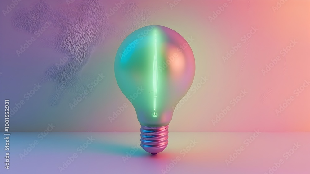Minimalistic 3D Light Bulb Icon with Smooth Gradient Colors on White Background Minimalistic 3D Light Bulb Icon with Smooth Gradient Colors on White Background