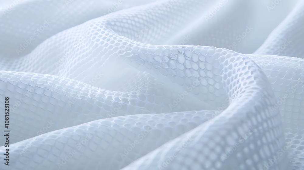 Close-up of textured white fabric in a swirling, rose-like formation Close-up of textured white fabric in a swirling, rose-like formation
