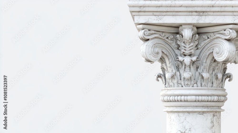 Detailed view of a classical marble column with ornate design. Detailed view of a classical marble column with ornate design.