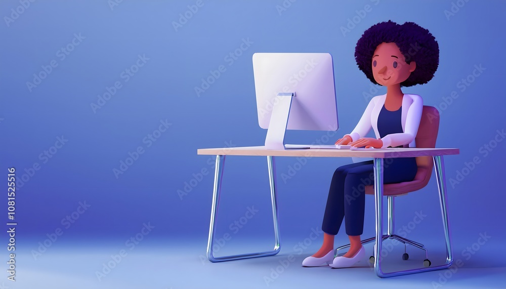 Fototapeta premium burnout at the desk. Lonely employee at desk, stressed and fatigued, 3D illustration.