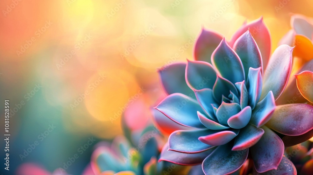 Close-up of colorful succulent with vibrant background