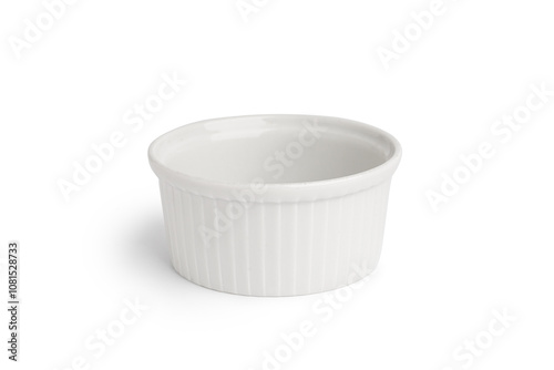 Empty ceramic ramekin isola...