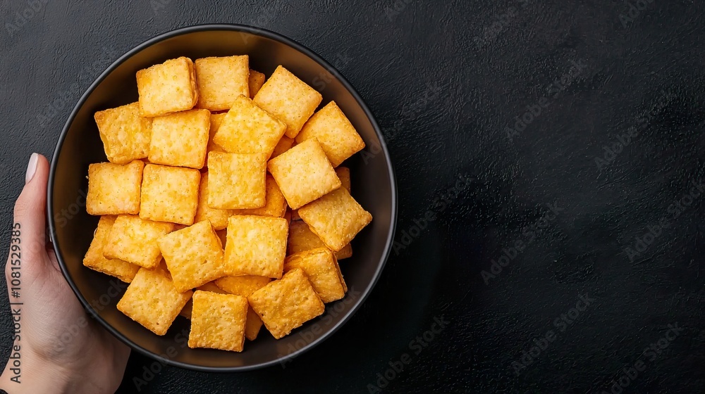 Snack time appetizer and finger food concept. Crunchy Appetizers in a Bowl for Any Occasion Snack time appetizer and finger food concept. Crunchy Appetizers in a Bowl for Any Occasion