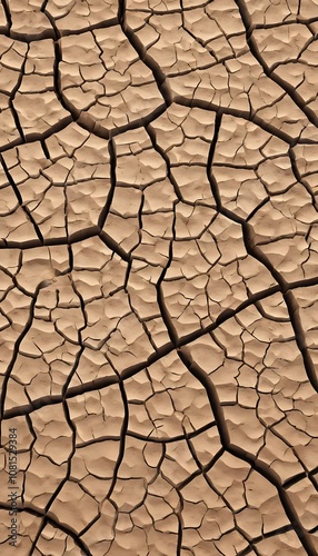 Cracked Earth with Deep Crevices in Tan and Dark Brown for a Dry Arid Background