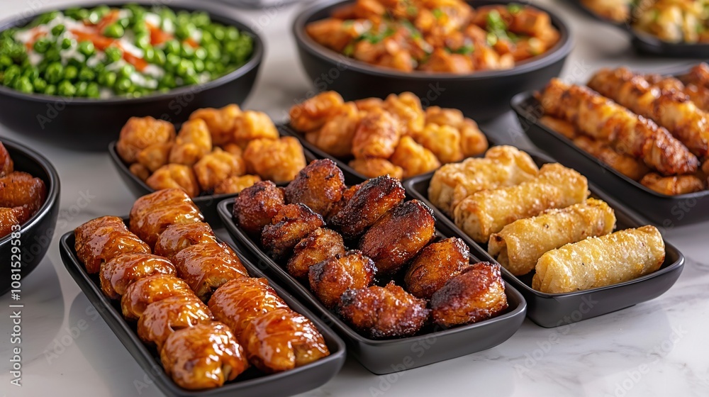Snack time appetizer and finger food concept. Vibrant Collection of Bold Salty Flavors in Dishes Snack time appetizer and finger food concept. Vibrant Collection of Bold Salty Flavors in Dishes