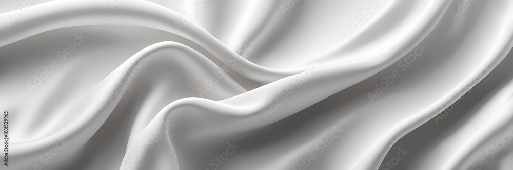 Close-up of white satin fabric with flowing folds and lustrous sheen. Close-up of white satin fabric with flowing folds and lustrous sheen.