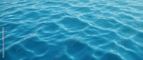 Rippling Water Surface with Realistic Reflections and Blue-Turquoise Gradients in Natural Light