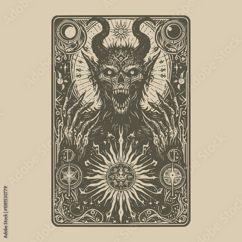 devil tarot card in gothic style