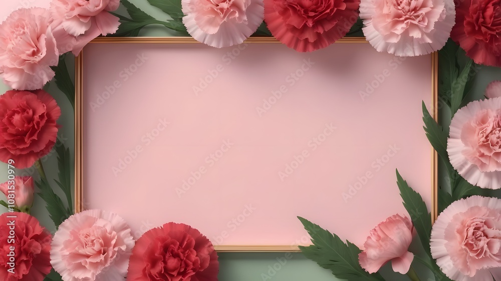 Pink Rose Flower Frame for Valentine's Day Card Design Pink Rose Flower Frame for Valentine's Day Card Design