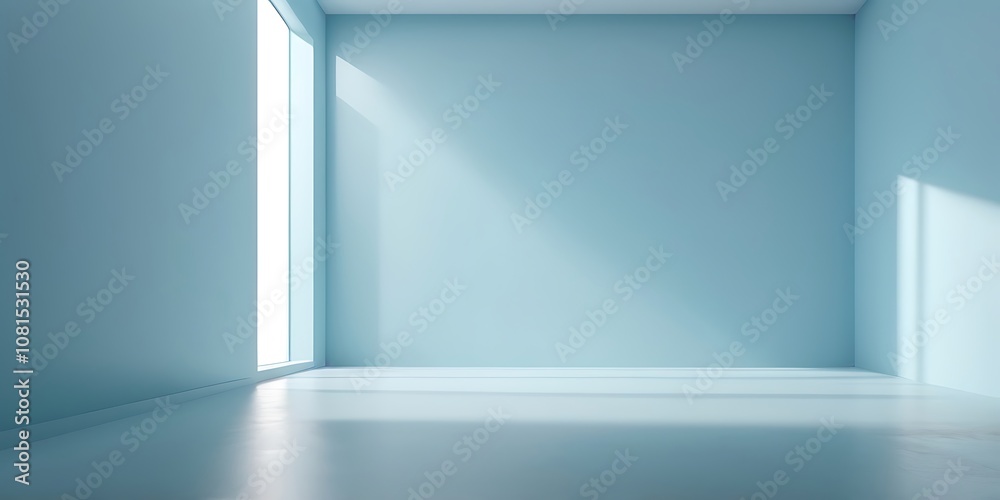 Minimalist modern interior with light blue walls, natural light, and clean lines Minimalist modern interior with light blue walls, natural light, and clean lines