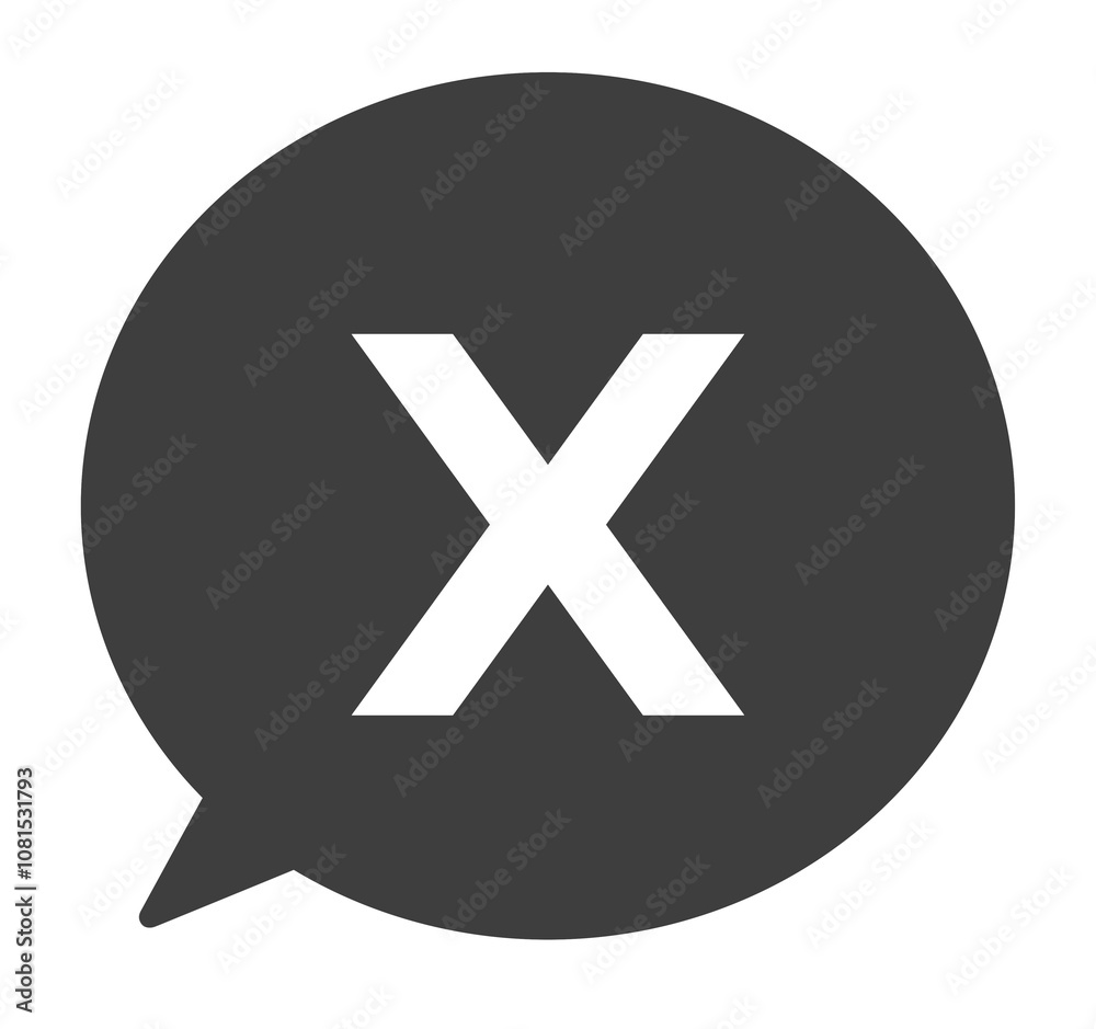 Obraz premium シンプルな黒色のXアイコンと吹き出し