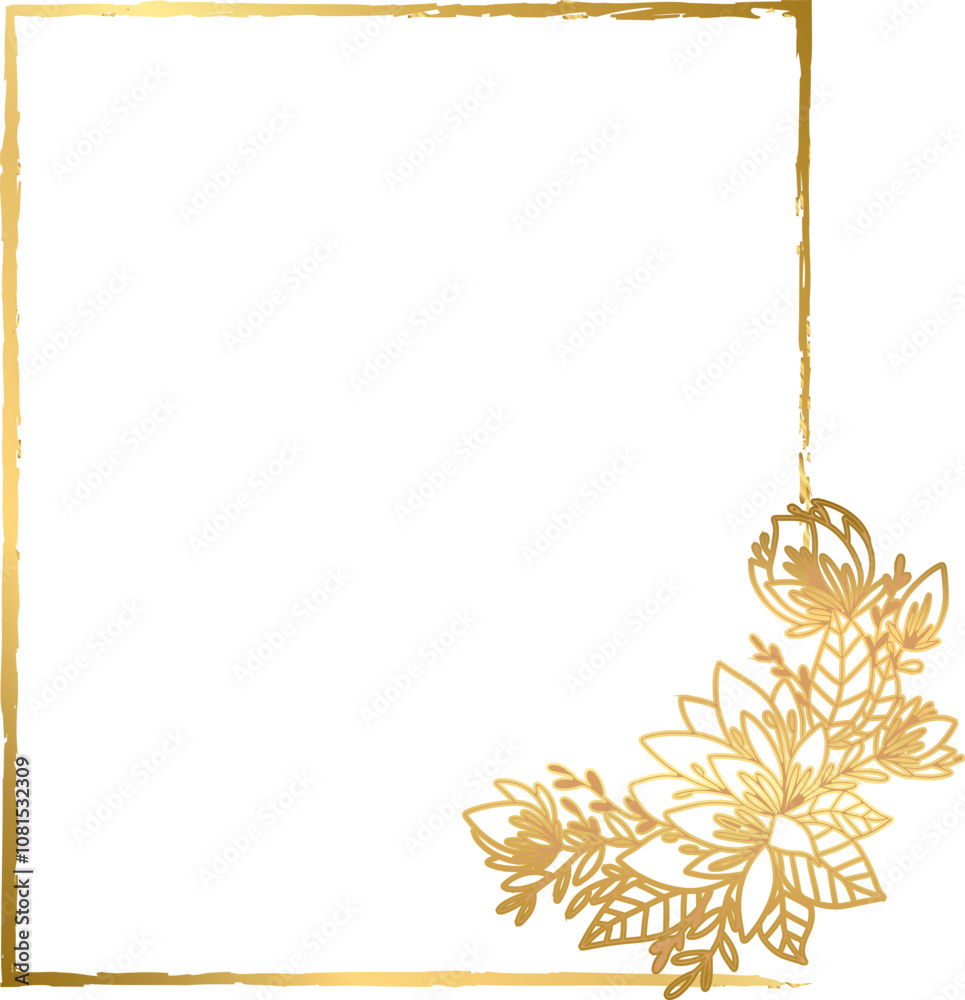 Obraz premium Flower Simple Golden Frame