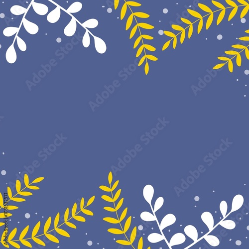 christmas background with snowflakes and leaves