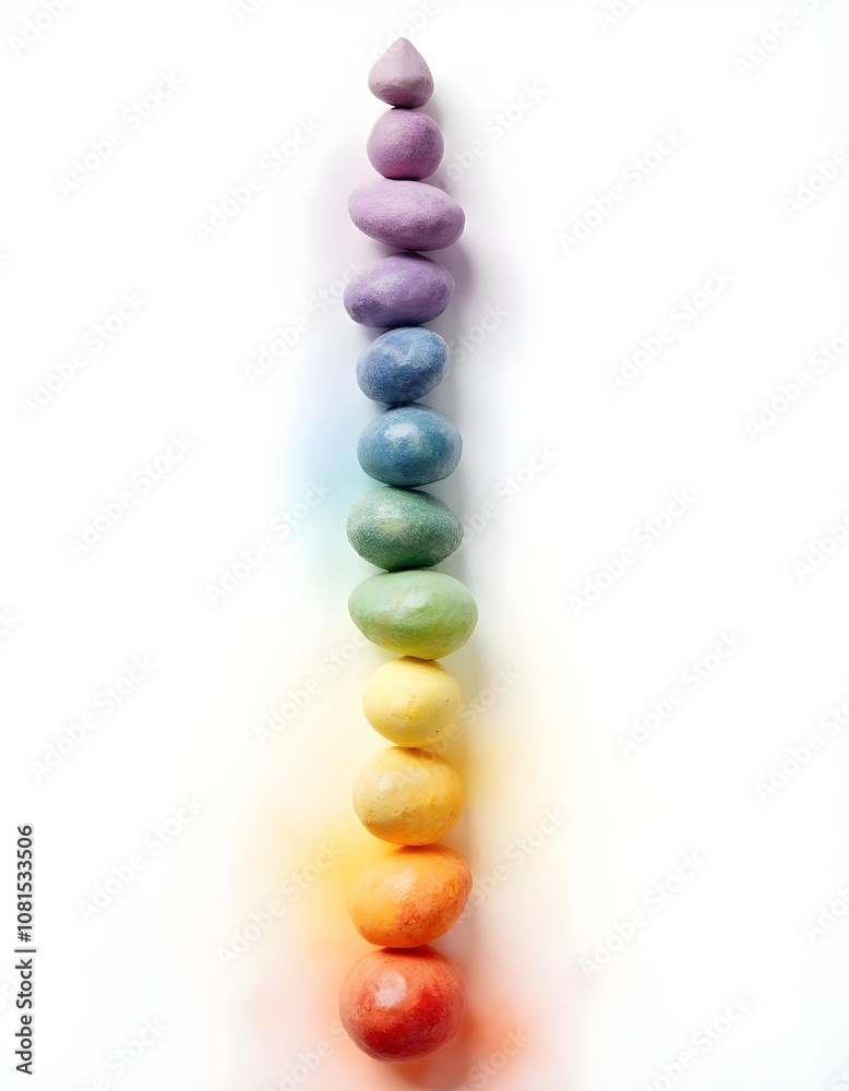 Chakras Aligned Vertically On White background 5 Chakras Aligned Vertically On White background 5