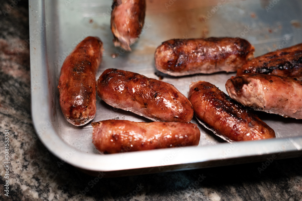 Barbecue chorizo over plate Barbecue chorizo over plate