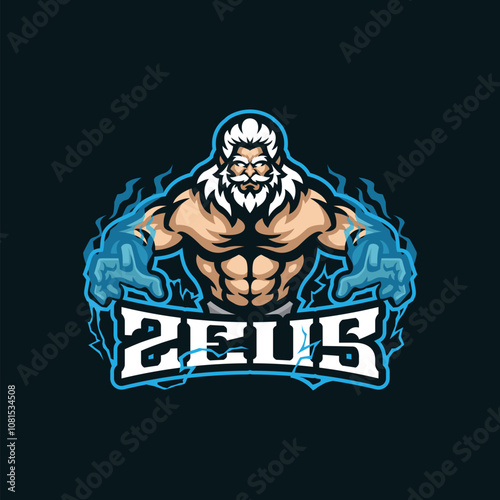 Zeus mascot logo design vector. Zeus illustration with fire in hand.