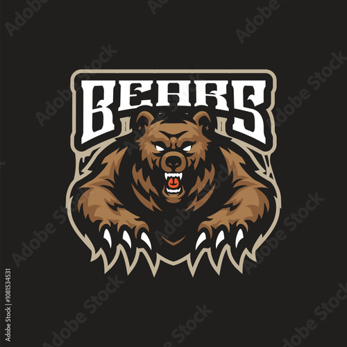 Bear mascot logo design vector. Angry bear illustration for sport team and esport team.