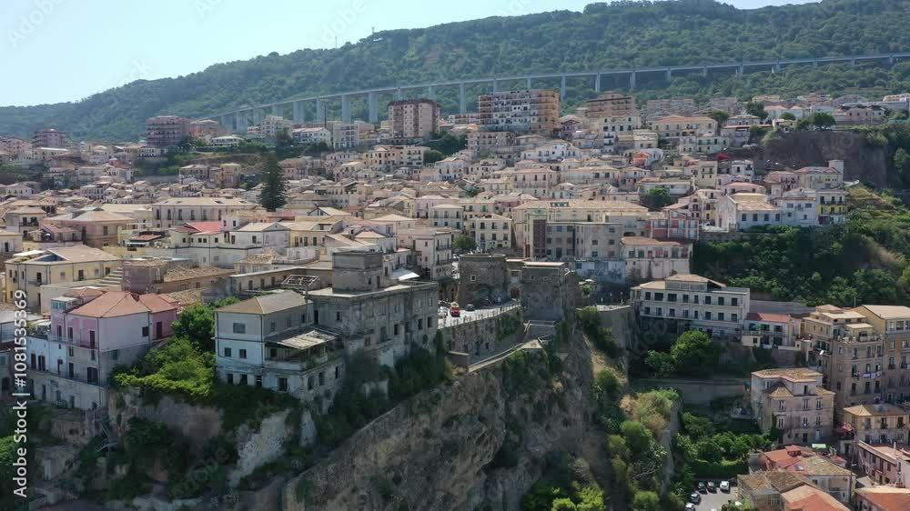 Aerial view of Pizzo town and sea on a sunny summer day, Vibo Valentia, Calabria, Italy Aerial view of Pizzo town and sea on a sunny summer day, Vibo Valentia, Calabria, Italy
