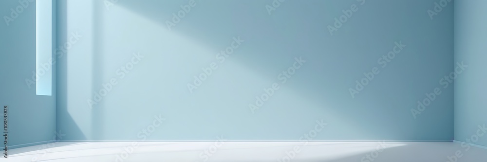 Minimalist modern interior with light blue walls, natural light, and clean lines Minimalist modern interior with light blue walls, natural light, and clean lines