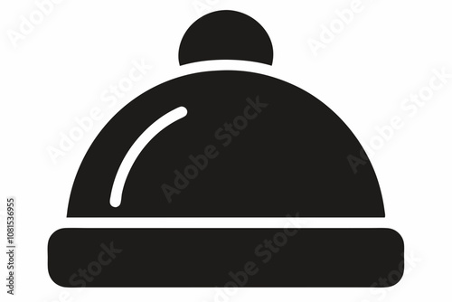 Bobble hat silhouette vector, Winter hat icon, Beanie silhouette vector