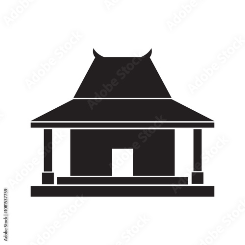 traditional javanese joglo house icon illustration design template