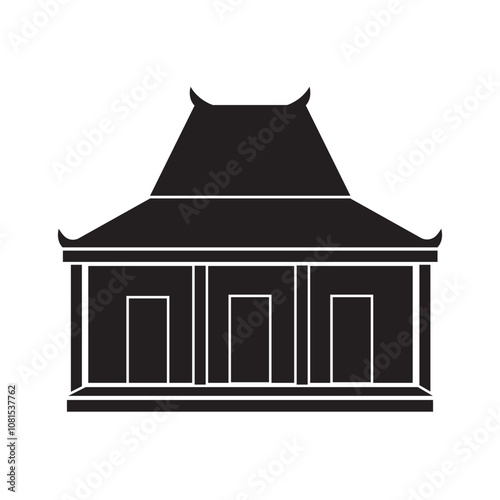 traditional javanese joglo house icon illustration design template