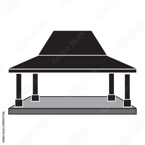 traditional javanese joglo house icon illustration design template