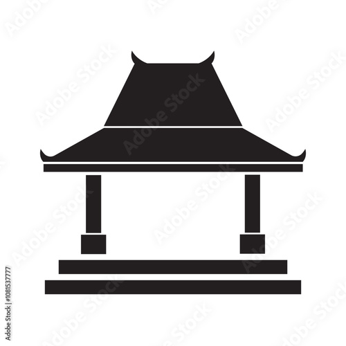 traditional javanese joglo house icon illustration design template