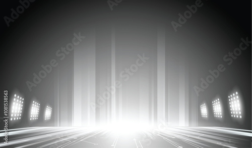 Abstract technology white gray background Hi-tech communication concept, technology, digital business, innovation, science fiction scene vector illustration with copy-space.