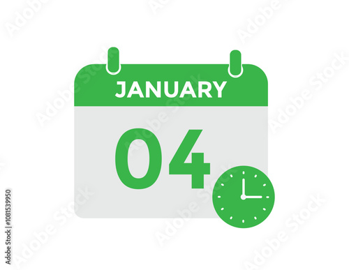 January 4 Calendar Day or Calender Date for Deadlines or Appointment. calendar date icon on white background.
