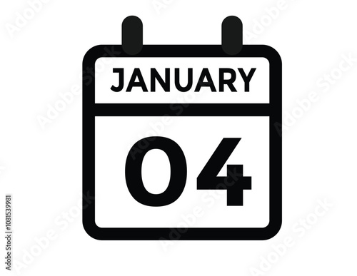 January 4 Calendar Day or Calender Date for Deadlines or Appointment. calendar date icon on white background.
