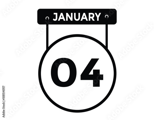 January 4 Calendar Day or Calender Date for Deadlines or Appointment. calendar date icon on white background.
