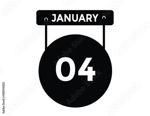 January 4 Calendar Day or Calender Date for Deadlines or Appointment. calendar date icon on white background.
