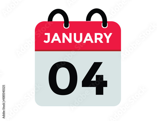 January 4 Calendar Day or Calender Date for Deadlines or Appointment. calendar date icon on white background.
